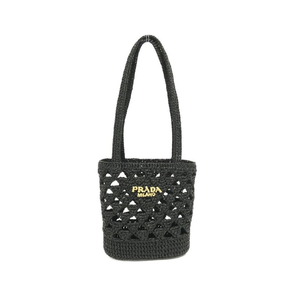 Prada Milano crochet tote bag black embroidered